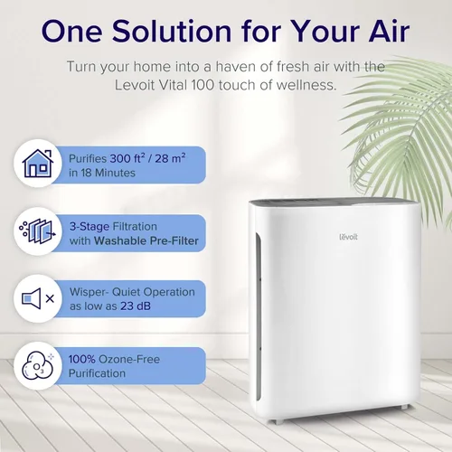 Vista 3 de LEVOIT - Purificadores de aire, Vital 100, purificadores de aire blanco y para dormitorio, hogar, blanco