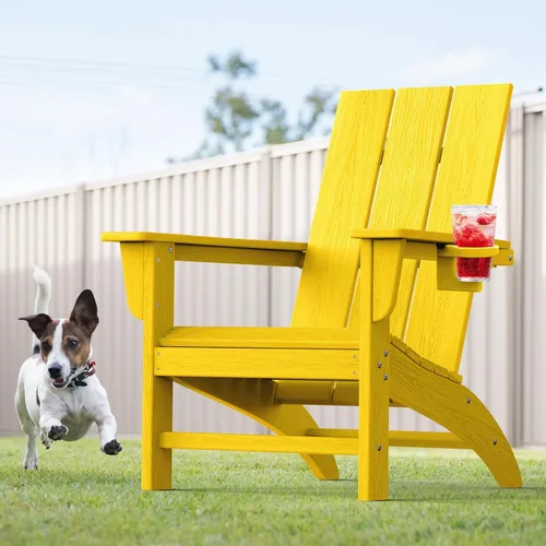 Vista 30 de Silla Adirondack moderna, sillas de patio de plástico HDPE para todo tipo de clima, silla para hoguera, sillas de césped al aire libre para terraza