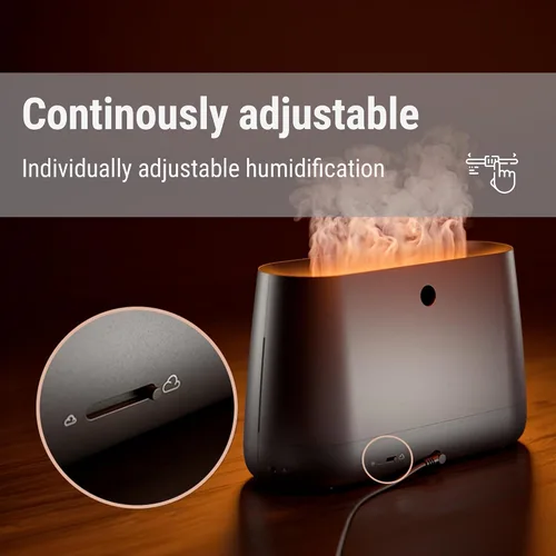 Vista 2 de Stadler Form Humidificador y difusor de aroma Ben, nebulizador ultrasónico para habitaciones de hasta 270 pies cuadrados, incl. efecto fuego Negro