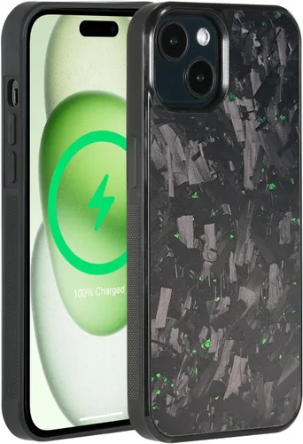 Vista 17 de Grip Series - Funda para iPhone 15 con fibra de carbono forjada real, diseño de bordes agarres, imanes integrados, compatible con cargadores y Negro