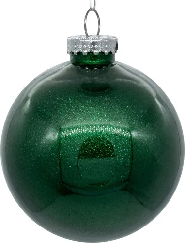 Vista 16 de Vickerman Adorno navideño de bola transparente de 3 pulgadas con interior de purpurina dorada antigua. Oro envejecido