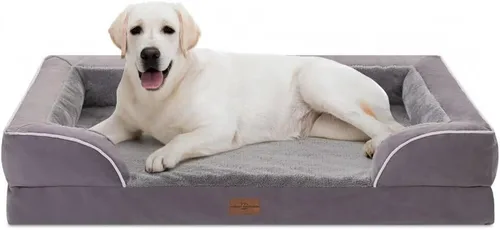 Vista 75 de Comfort Expression - Cama ortopédica para perros medianos, 28 x 19 pulgadas, cama impermeable y de apoyo de espuma con cojines removibles, sofá