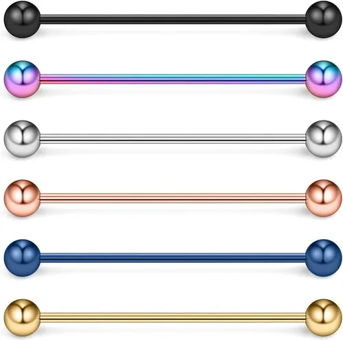 Vista 4 de Ruifan Piercing para el cuerpo del cartílago de la barra industrial calibre 16, joyería de 1 3/8 pulgadas (1.378 in)