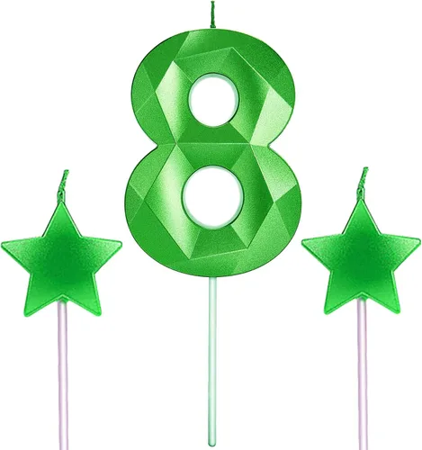 Vista 21 de Velas de primer cumpleaños y velas de corazón de estrella de 2.76 pulgadas para decoración de pasteles de cumpleaños, boda, aniversario, celebración