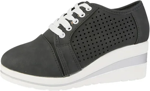 Vista 4 de Tenis de moda de plataforma para mujer, estilo casual, con parte inferior gruesa, tacones altos, caña baja, zapatos de lona para patineta, punta
