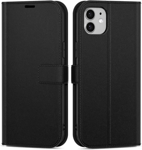 Vista 96 de oakxco Funda tipo cartera para iPhone SE 2022/2020/8/7 con soporte para tarjeta de crédito, funda magnética RFID delgada tipo libro con tapa