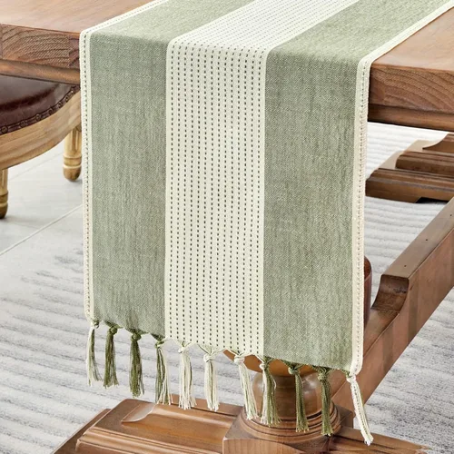 Vista 15 de Wracra Juego de 4 manteles individuales de lino, 12 x 18 pulgadas, manteles individuales de macramé para mesa de cocina y resistentes al calor Aqua
