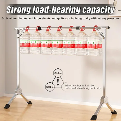 Vista 5 de Heavy Duty Foldable Indoor Outdoor Clothes Drying Rack - Extendable Stainless Steel Laundry Drying Stand, 54" Height, 5.25FT Width, Ideal for Drying