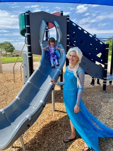 Vista 3 de Disfraz de princesa Elsa de Halloween para mujer, disfraz de princesa de Elsa