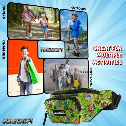 Vista 4 de Minecraft Riñonera para niños, riñonera para niños y niñas, bolsa de viaje para niños, bolsa de viaje para niños, mercancía de juegos, accesorios