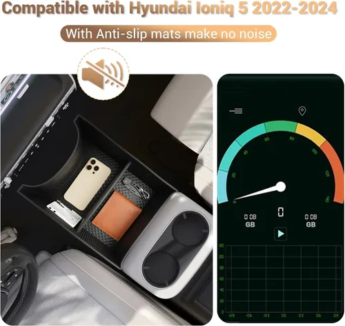 Vista 3 de YEE PIN Organizador de consola central Ioniq 5 2022-2024, bandeja de piso de 2 compartimentos, plástico ABS, 5 accesorios Ioniq