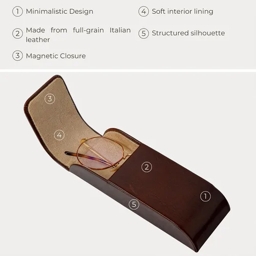 Vista 6 de Time Resistance Estuche de cuero para gafas - Estuche rígido de cuero para gafas - Hecho en Italia