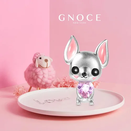 Vista 2 de GNOCE Abalorio de plata de ley con diseño de búho chihuahua, corazón de búho, pulsera o collar para mujeres, niñas, esposa e hija