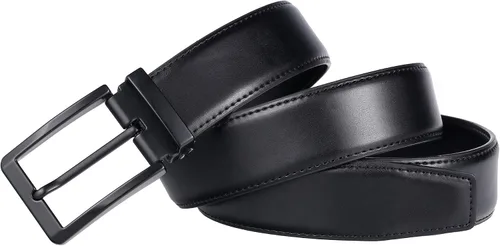 Vista 5 de Cinturón de cuero para hombre, para usar con pantalones vaqueros, color negro