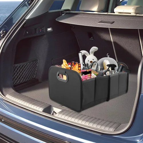 Vista 7 de Organizador de maletero de gran capacidad para coche, organizador de maletero plegable de múltiples compartimentos para SUV para guardar