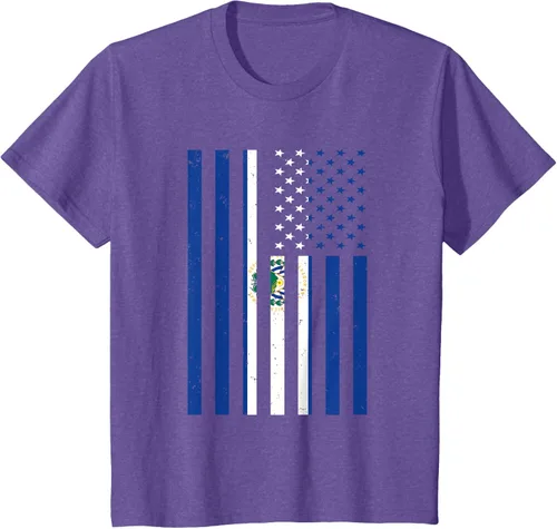 Vista 42 de El Salvador Shirt - El Salvador USA America Flag Men Women T-Shirt