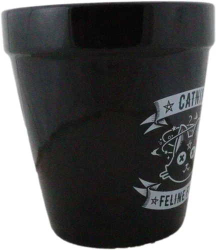 Vista 2 de Ebros Gift Wicca Brujería Gótica Magia Maceta de Cerámica Negra, Contenedor Floral Alquímico Oculto, Jardinera para Alquimista, Florero, Pulgar