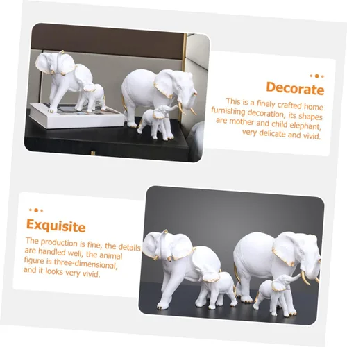 Vista 5 de jojofuny Decoración para el hogar 1 juego de adornos de madre e elefante, decoración de oficina para madre e hijo, adorno de arte animal, decoración