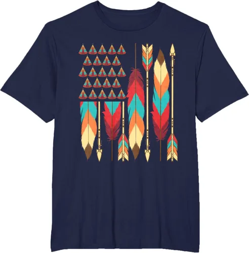 Vista 62 de Native American Bandera - Camiseta de veteranos indígenas del Mes del Orgullo, Negro, S