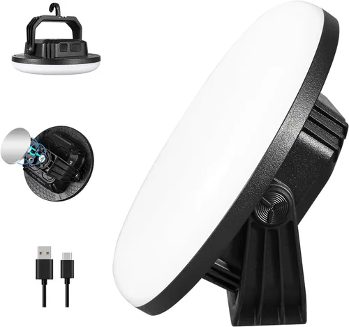 Vista 15 de VAVOFO Linterna LED de Campamento Recargable de 30W, 3000LM, 124 LED con 3 Modos de Iluminación, Luz Portátil para Tienda de 7200mAh con Imán