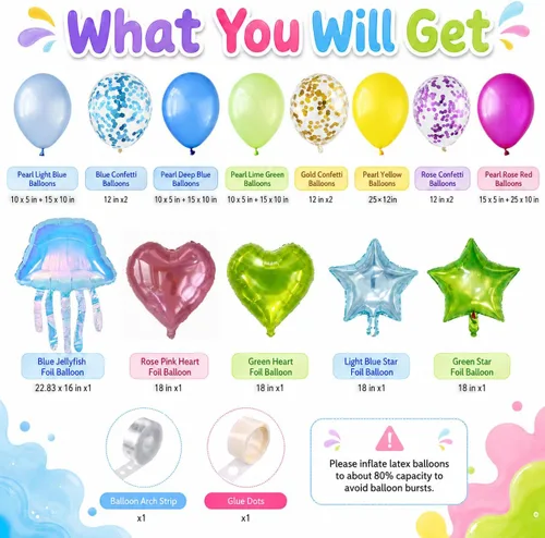 Vista 2 de Squishy Balloon Garland Kit for Fidget-inspired Party Decorations Assorted Pearl Latex Balloons