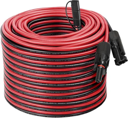 Vista 16 de 2 piezas de 1 pie de cable adaptador de panel solar a SAE - Cable de extensión de conector SAE 10AWG para kit de cargador de batería de panel solar
