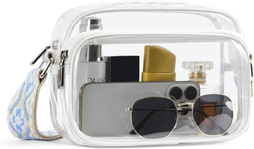 Vista 9 de BOSTANTEN Bolsa transparente para mujer, aprobada para estadios, bolsas transparentes pequeñas, bolso cruzado de moda para conciertos, eventos