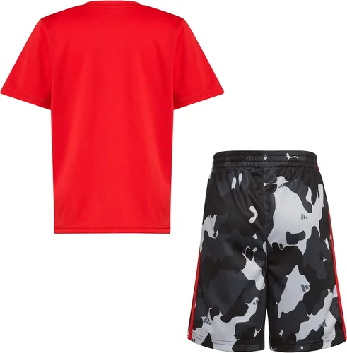 Vista 2 de Conjunto de dos piezas de manga corta con estampado "Camo" pantalones cortos a juego
