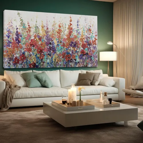 Vista 14 de XIANSHOU Arte de pared rosa y dorado con textura de flores para dormitorio, sala de estar, oficina, habitación de niñas, decoración de pared, 29 x
