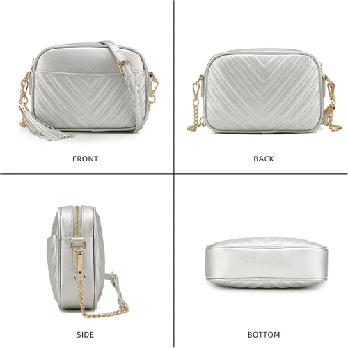 Vista 3 de lola mae Bolso bandolera acolchado, bolso de hombro de diseño moderno