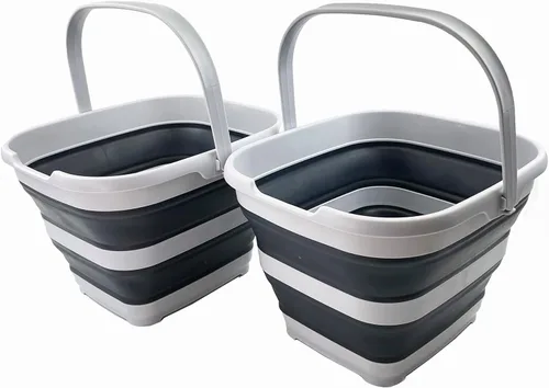 Vista 15 de SAMMART Cesta rectangular plegable de 10 litros (2.6 galones) (gris/negro (juego de 2))