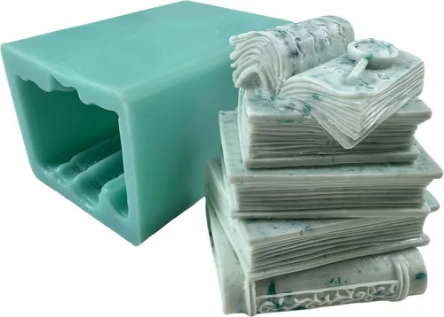 Vista 22 de Molde de jabón de silicona de dos libros, moldes de cera de vela hechos a mano, molde de silicona para pastel de mousse de chocolate, gelatina