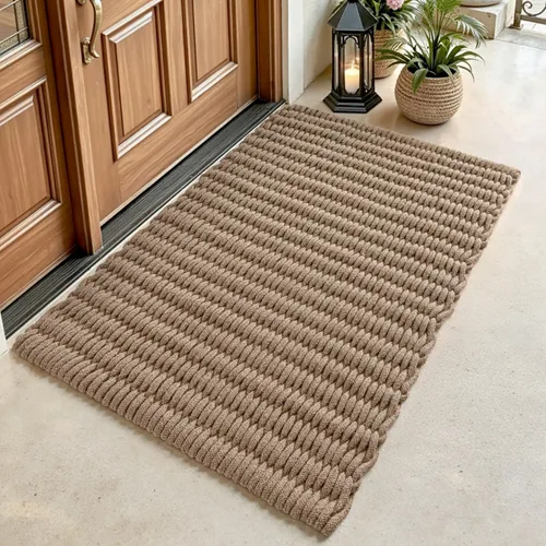 Vista 15 de DEXI Tapete de yute de 24 x 36 pulgadas, tapete tejido para entrada Marrón topo claro