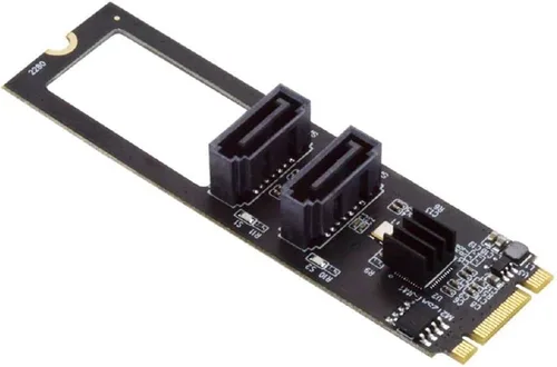 Vista 9 de Cablecc PCI Express NGFF Key B+M a SATA 3.0 6Gbps Dual Puertos Adaptador Vertical Convertidor Disco Duro Tarjeta de Extensión JMB582 2230 2242 2260