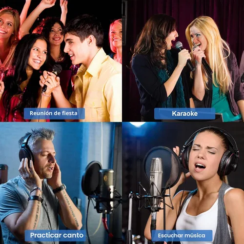 Vista 6 de Rybozen Sistema de Mezclador de Micrófono Inalámbrico de Karaoke, Micrófono Inalámbrico de Mano Dual para Karaoke, Smart TV, PC, Altavoz