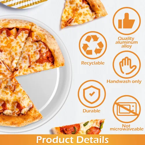 Vista 3 de Bokon Juego de 12 bandejas de pizza de 8 pulgadas para horno, antiadherentes, redondas, de aluminio, para pasteles, bandejas, hornear, restaurante
