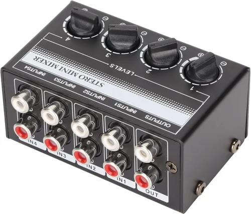 Vista 9 de Zyyini Mini mezclador estéreo, mezclador de audio portátil de 4 canales, mini mezclador estéreo profesional pasivo para mezclar instrumentos