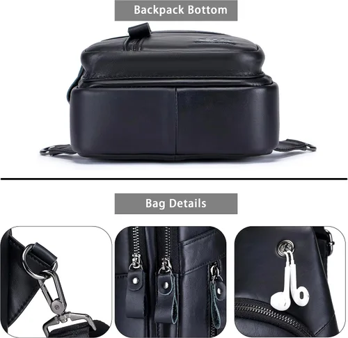 Vista 32 de LUKZIJAES Bolso bandolera de cuero genuino para hombre
