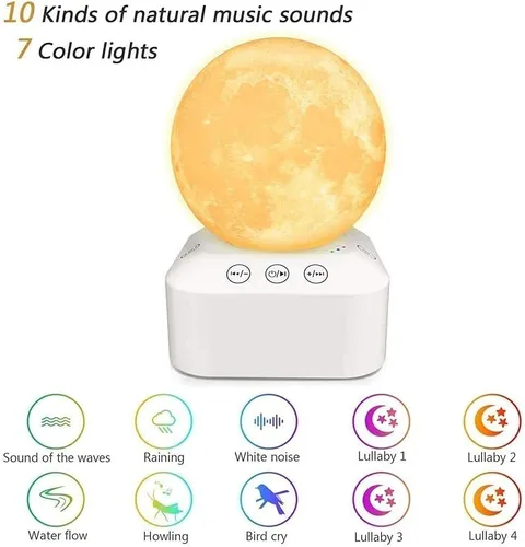 Vista 4 de Máquina de ruido blanco, altavoz de sonido para dormir con luz nocturna, 10 sonidos calmantes y naturales, muy adecuado para adultos y niños