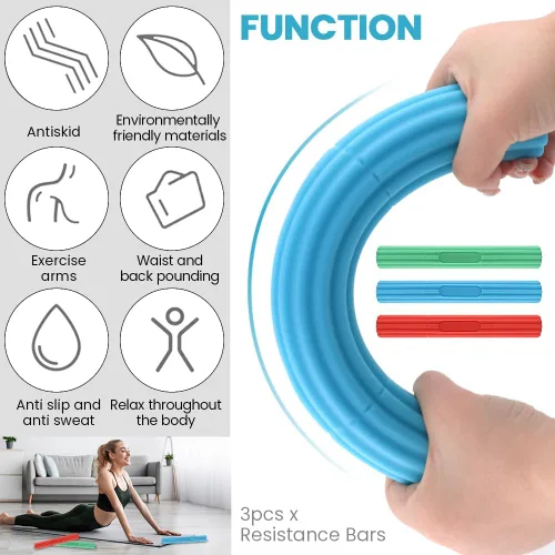 Vista 6 de 3 barras de resistencia flexibles, obstrucción de torsión, agarre de mano, barras de resistencia para golfistas, tendinitis en codo, muñeca
