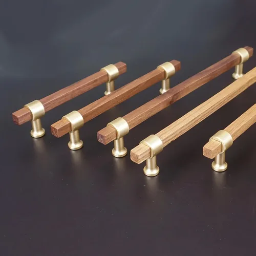 Vista 6 de Tiradores cuadrados de madera de 3.78 pulgadas para cajones, pomos de gabinete de cocina, pomos de latón para pomos de puerta de tocador