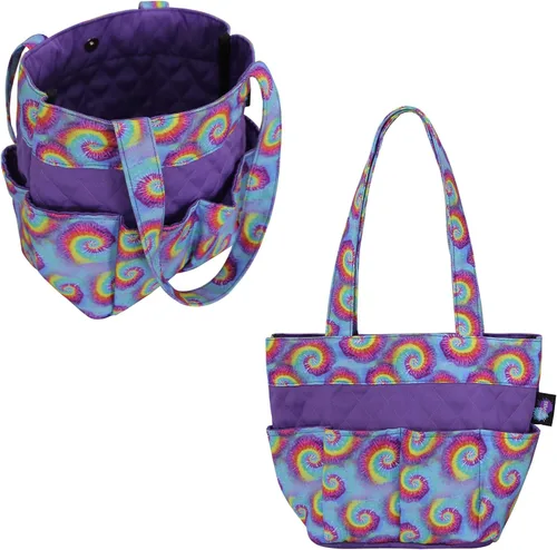 Vista 3 de Bolsa de Bingo Dauber con 8 bolsillos y bolsa de muñeca - Bolsa grande para llevar suministros de bingo y bolsa de dinero Teñido anudado