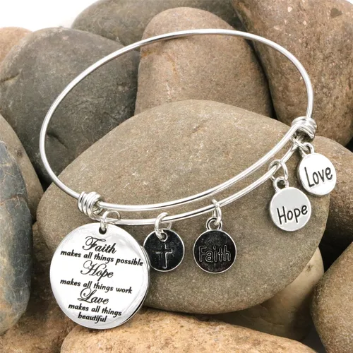 Vista 3 de Pulsera expandible para mujer, inspiradora, regalo de cumpleaños, acero inoxidable, joyería