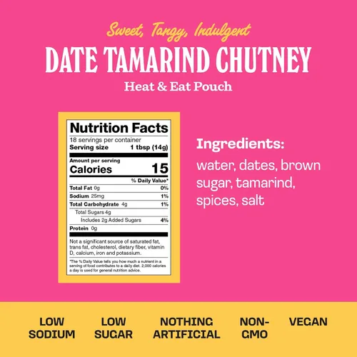 Vista 2 de Brooklyn Delhi - Date Tamarind Chutney - Made with Sweet Dates and Tamarind - Vegan, Nothing Artificial - 9oz