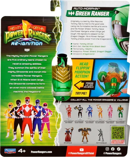 Vista 7 de Power Rangers Re-Ignition - Figura de acción de 6 pulgadas Auto Morphin, Green Ranger