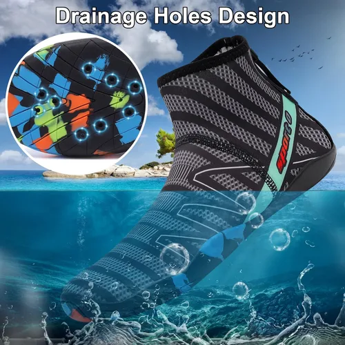 Vista 9 de Padgene Zapatos de agua de piel descalza, calcetines para hombres y mujeres, zapatos deportivos acuáticos unisex para natación, yoga, playa, correr