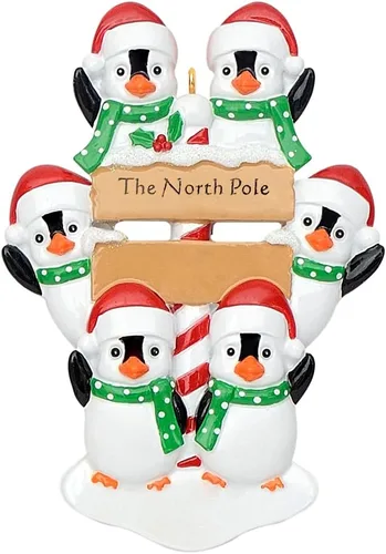 Vista 7 de MAXORA Adornos de Navidad personalizados 2025 – Adorno de pingüino del Polo Norte – Adornos de Navidad familiares únicos personalizados 2025
