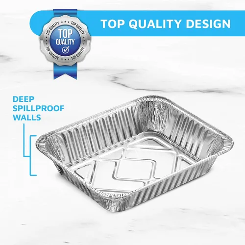 Vista 4 de MontoPack - Bandejas de aluminio con papel de aluminio tamaño medio para asar, juego de 10 unidades de 9x13 para cocinar, hornear y catering