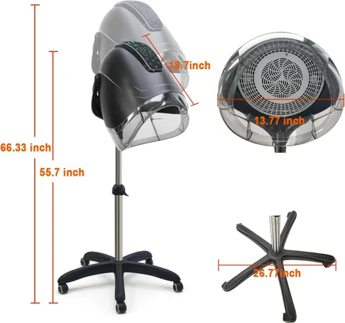 Vista 9 de Elitzia Ionic ET1717B - Secador de pelo profesional con capucha de 1000 W, máquina de secado de pelo estándar, versátil con 8 modos