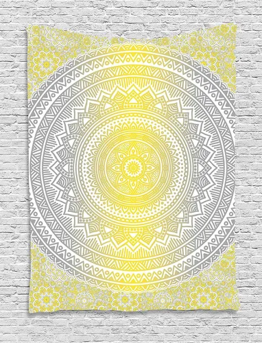 Vista 139 de Ambesonne Tapiz bohemio, diseño floral de bruja, luna y mariposa con adornos de mandala, decoración de tela para colgar en la pared para dormitorio
